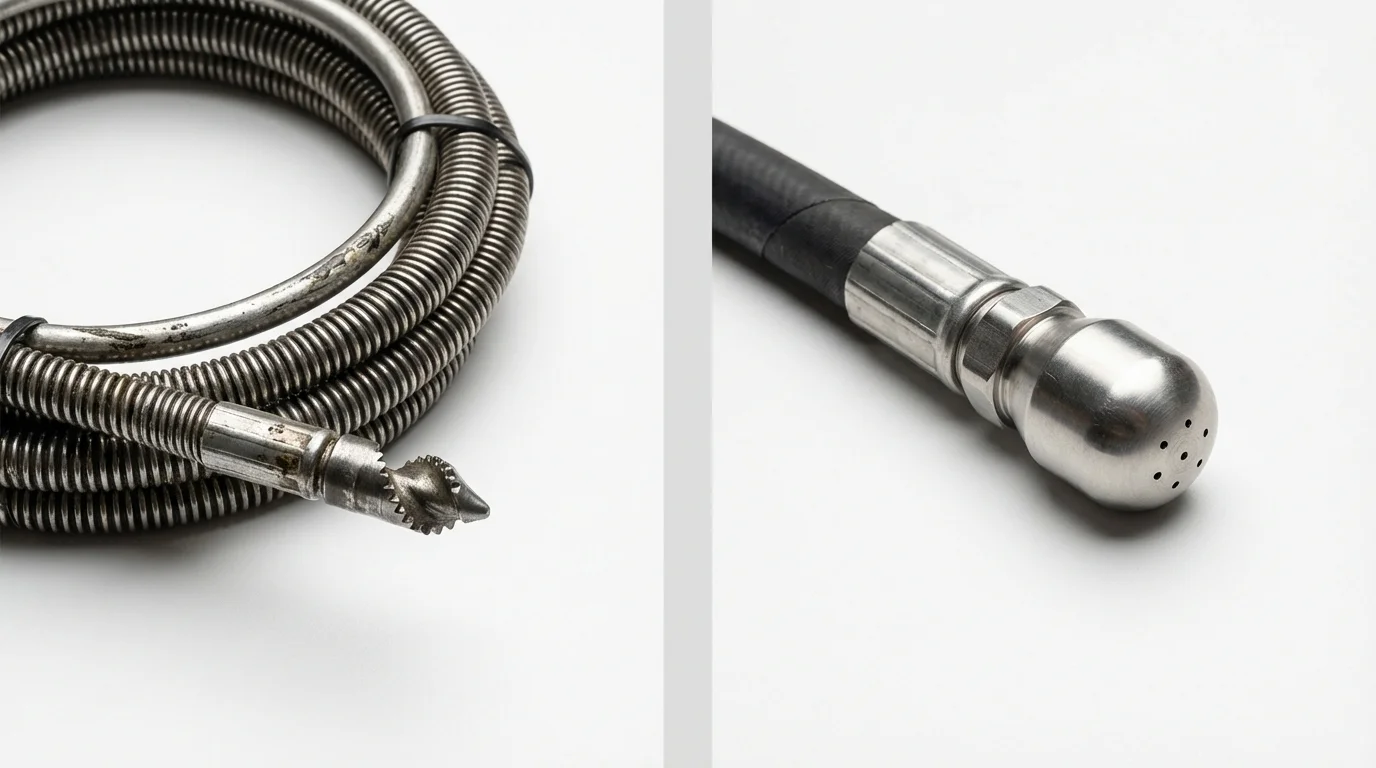 Drain snake cable and hydro jetting nozzle used for drain cleaning in Glenside, PA