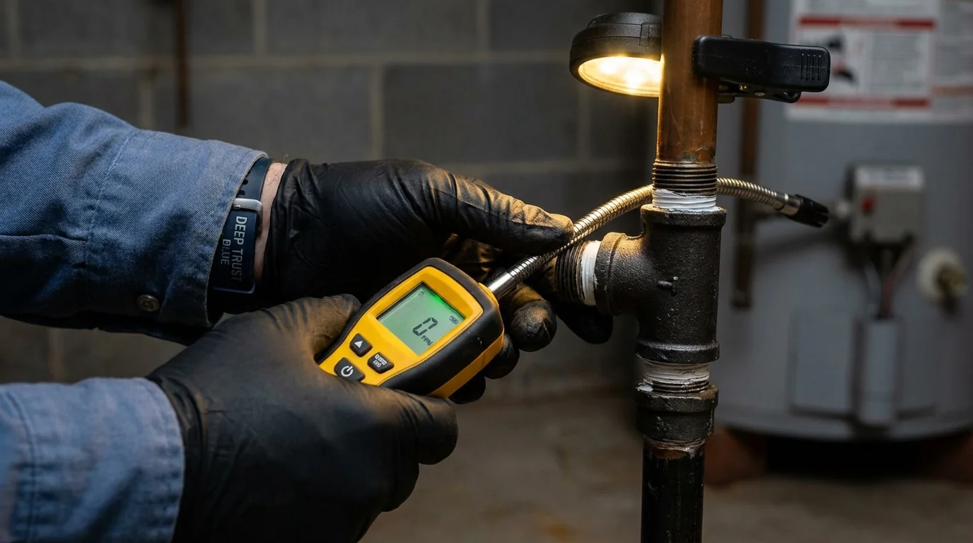 Gas leak detection with electronic sniffer by Johns Plumbing LLC in Glenside