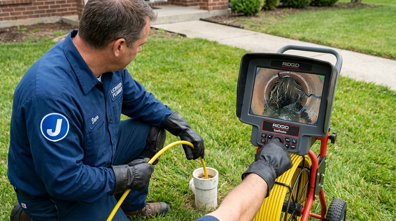 Sewer camera inspection being performed by Johns Plumbing LLC in Glenside